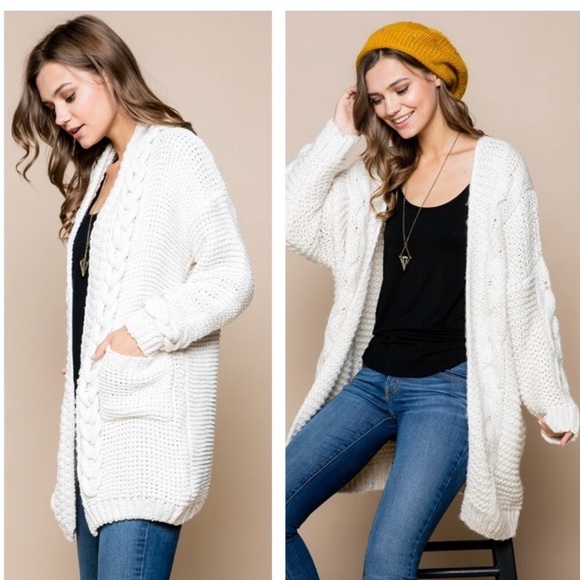 Blue B Sweaters - Cream Super Warm Cardigan